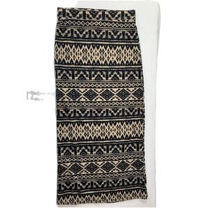 B&B Boutique‎ Maxi Skirt Womens Small Black Tan Geometric Tribal Print Stretch